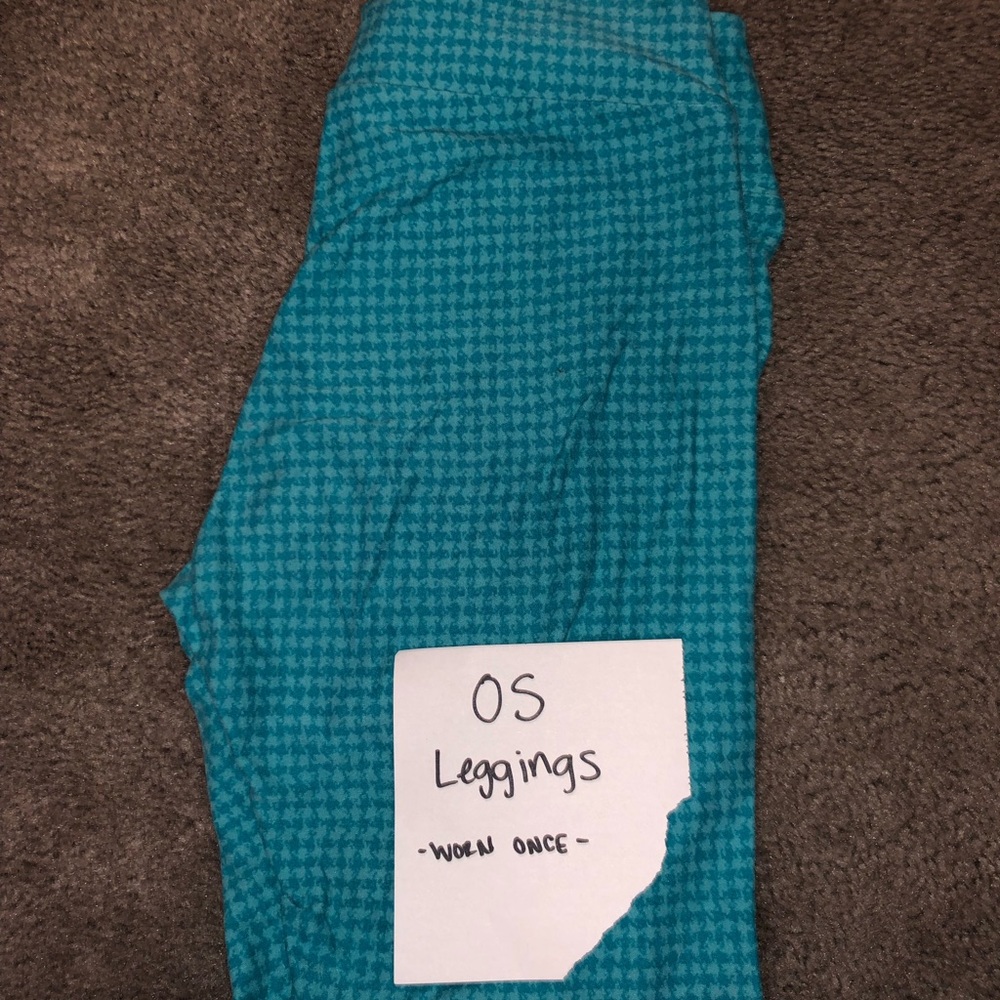 Greenish/blue LuLaRoe OS leggings - worn once